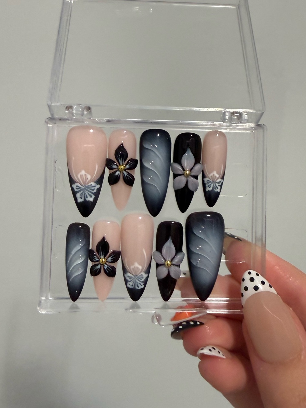 Blue Flower Press-on Nails
